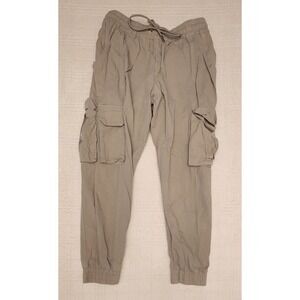 YoungLA Madison Joggers Size Med Tan Khaki Cargo Pockets Stretch Athleisure